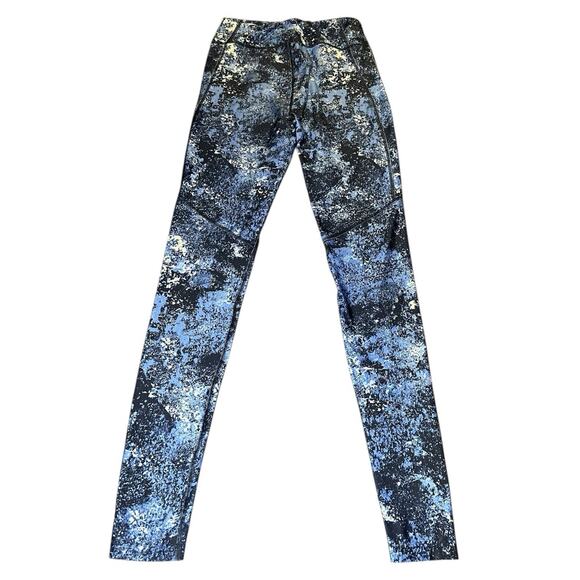 Under Armour Womens HeatGear Compression Hi-Rise Ankle Crop Leggings S Blue Camo - Picture 2 of 4